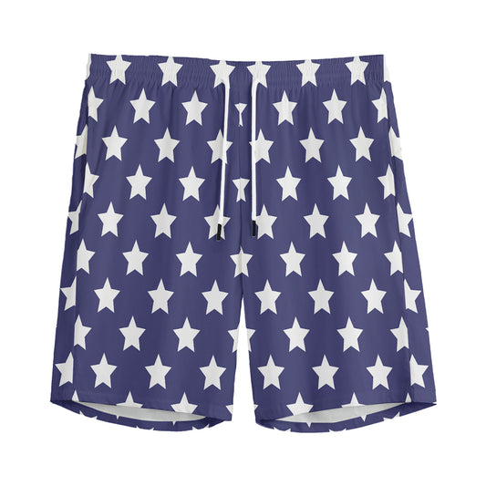 Blue And White USA Star Pattern Print Men's Sports Shorts