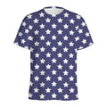 Blue And White USA Star Pattern Print Men's Athletic T-Shirt