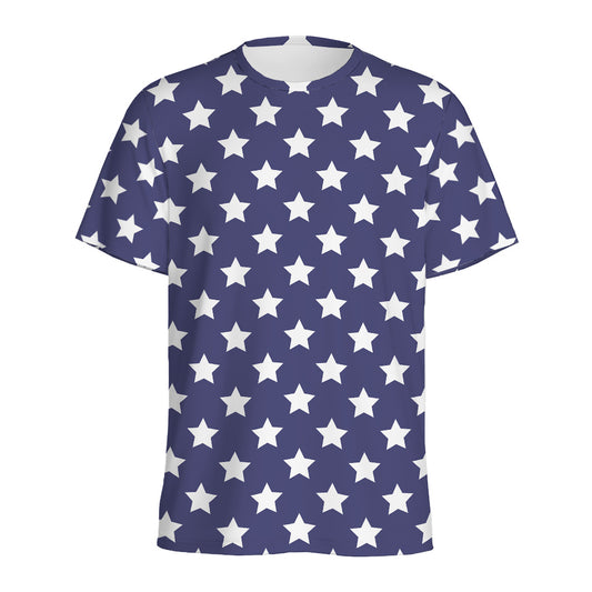 Blue And White USA Star Pattern Print Men's Sports T-Shirt
