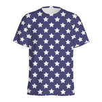 Blue And White USA Star Pattern Print Men's Sports T-Shirt