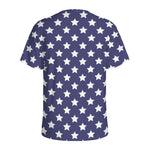 Blue And White USA Star Pattern Print Men's Sports T-Shirt