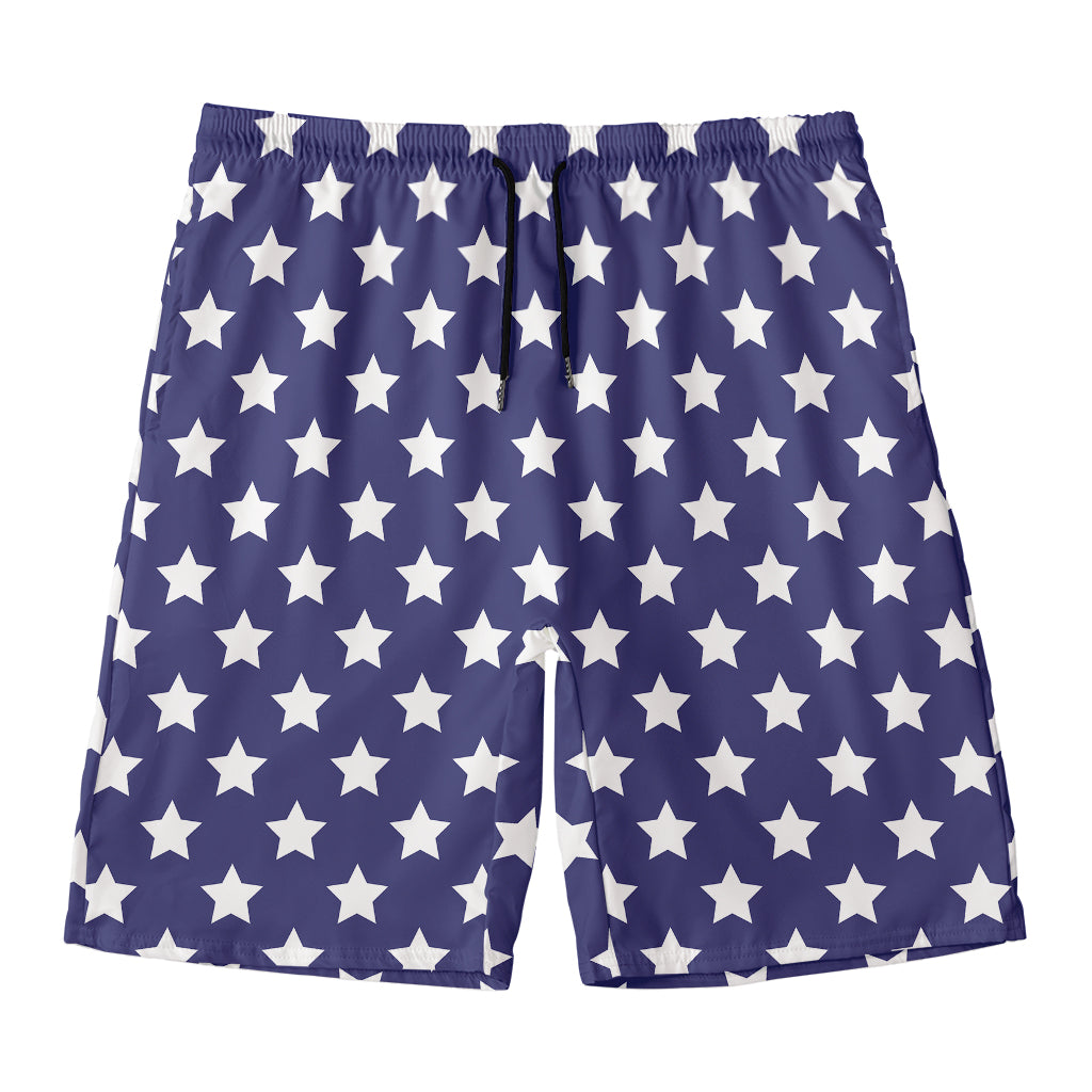 Blue And White USA Star Pattern Print Men's Swim Trunks
