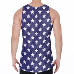 Blue And White USA Star Pattern Print Men's Velvet Tank Top