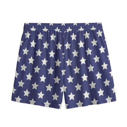 Blue And White USA Star Pattern Print Mesh Shorts