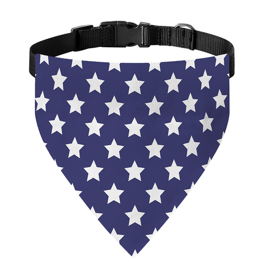 Blue And White USA Star Pattern Print Over The Collar Dog Bandana