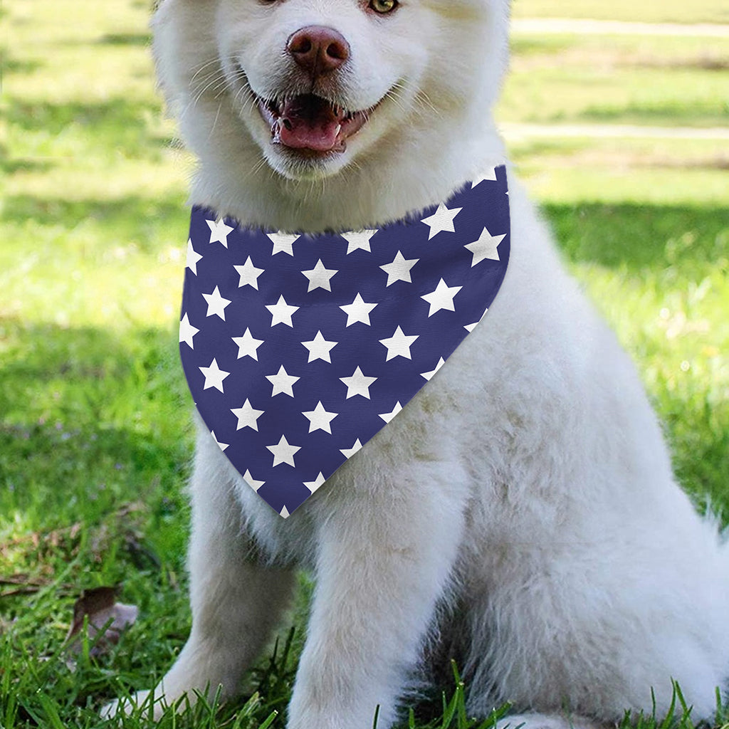 Blue And White USA Star Pattern Print Over The Collar Dog Bandana