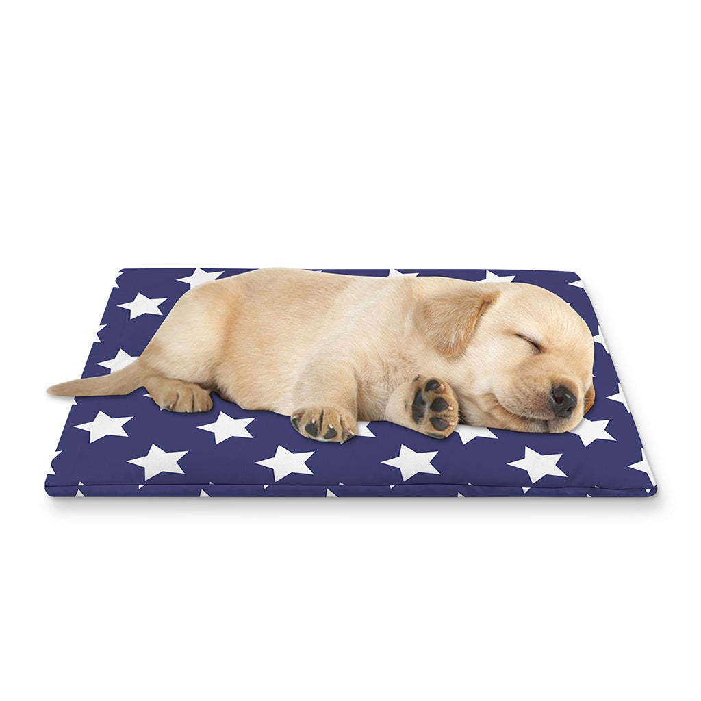 Blue And White USA Star Pattern Print Pet Cooling Mat Cover