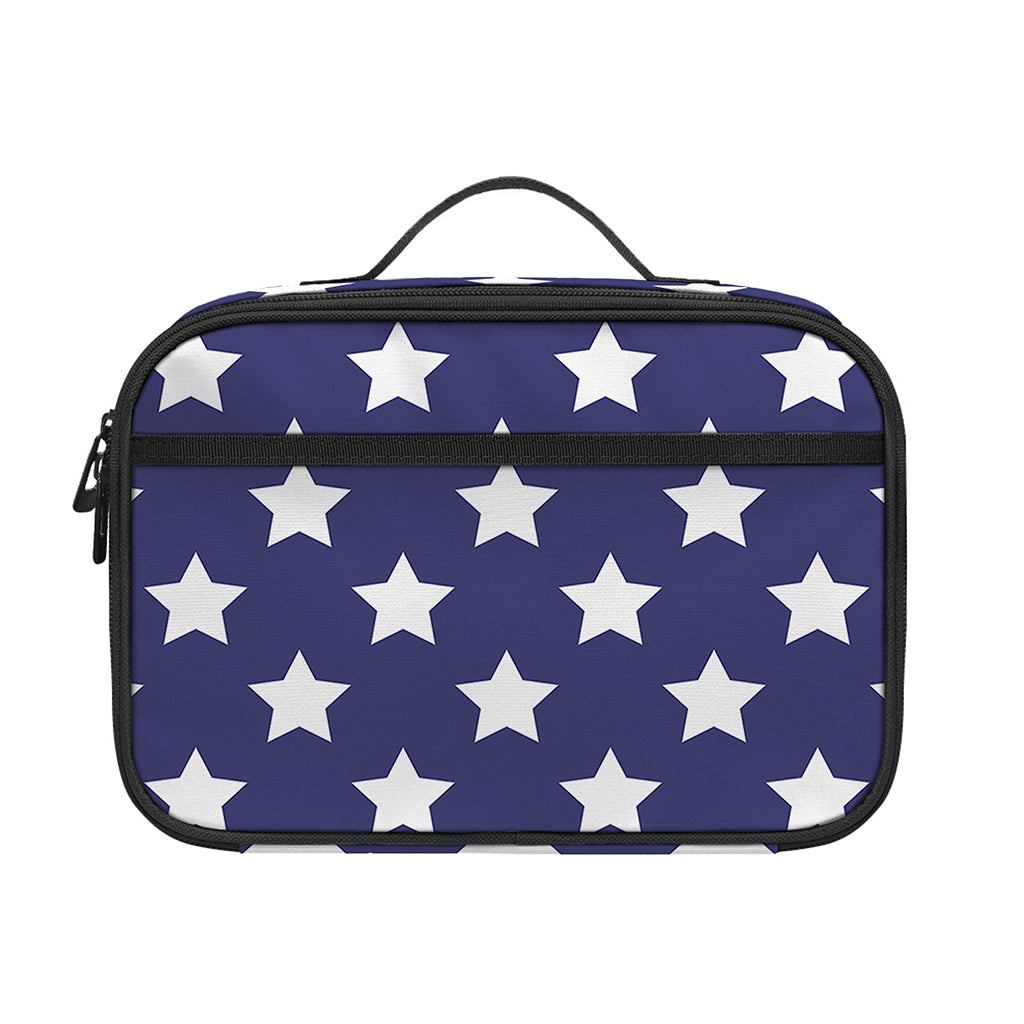 Blue And White USA Star Pattern Print Portable Lunch Bag