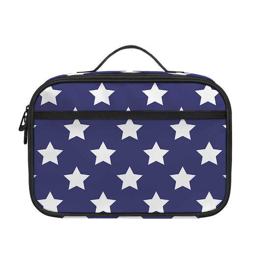 Blue And White USA Star Pattern Print Portable Lunch Bag
