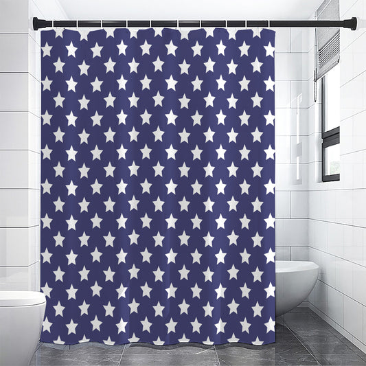 Blue And White USA Star Pattern Print Premium Shower Curtain