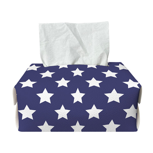 Blue And White USA Star Pattern Print Rectangle Tissue Box Cover