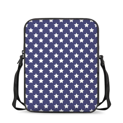 Blue And White USA Star Pattern Print Rectangular Crossbody Bag