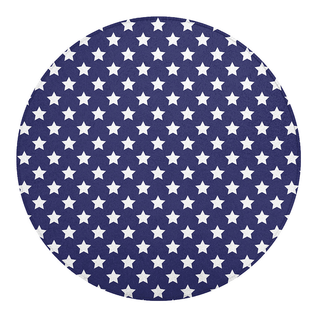 Blue And White USA Star Pattern Print Round Blanket