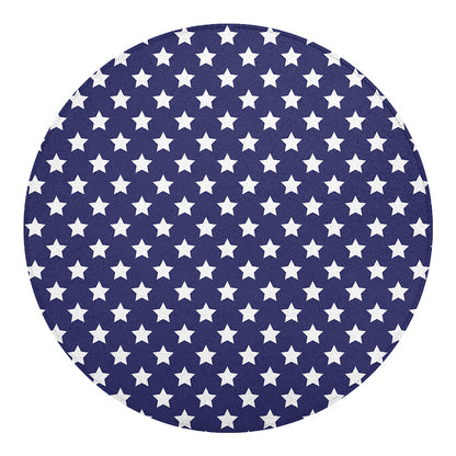 Blue And White USA Star Pattern Print Round Blanket