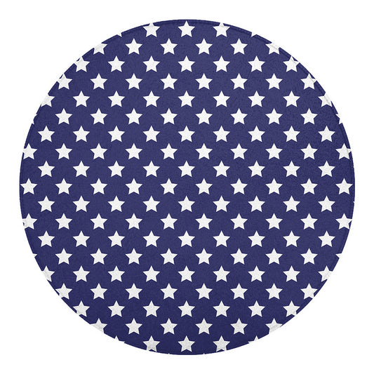 Blue And White USA Star Pattern Print Round Blanket