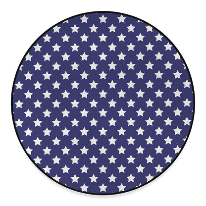 Blue And White USA Star Pattern Print Round Floor Mat