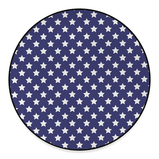 Blue And White USA Star Pattern Print Round Floor Mat