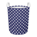 Blue And White USA Star Pattern Print Round Laundry Basket