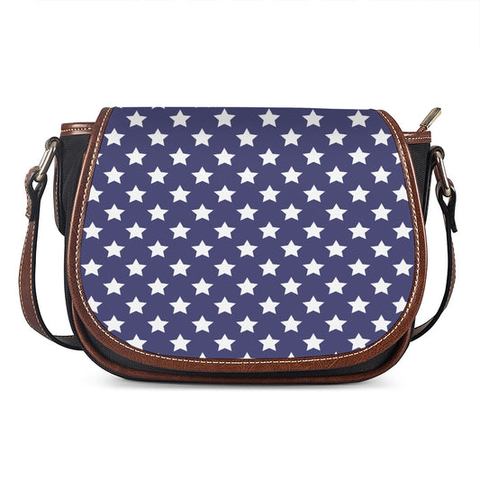 Blue And White USA Star Pattern Print Saddle Bag