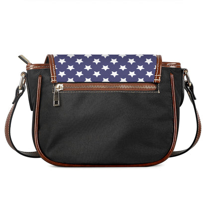 Blue And White USA Star Pattern Print Saddle Bag