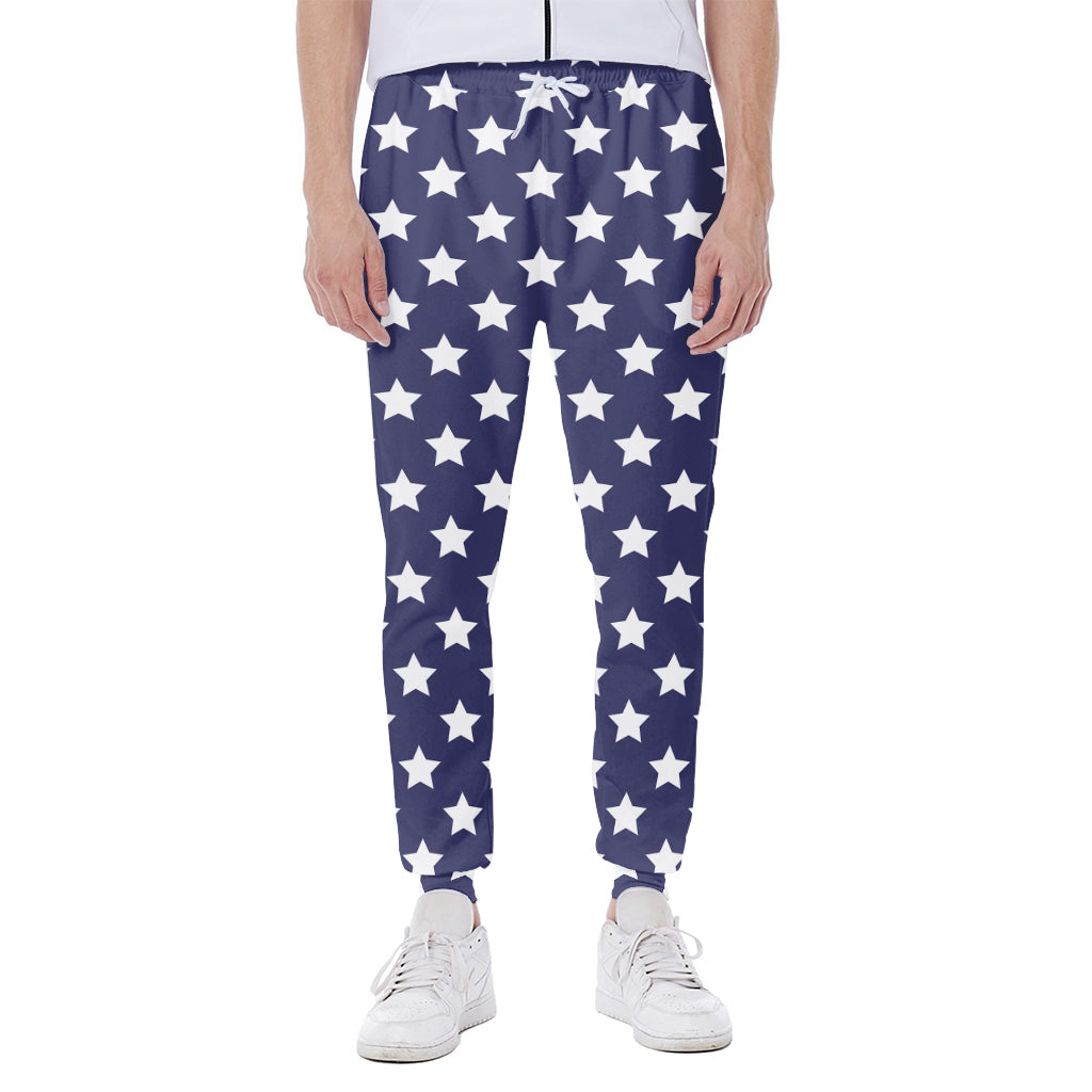 Blue And White USA Star Pattern Print Scuba Joggers