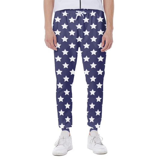 Blue And White USA Star Pattern Print Scuba Joggers