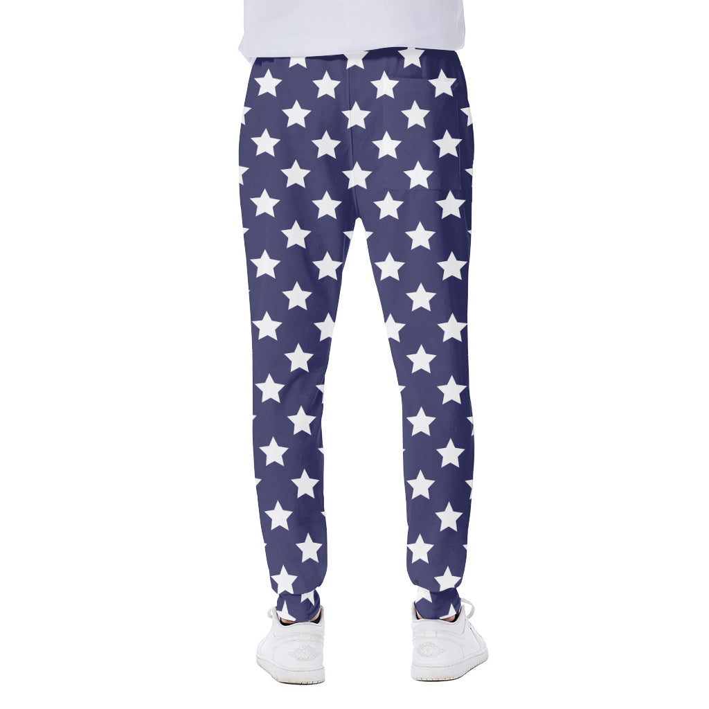 Blue And White USA Star Pattern Print Scuba Joggers