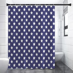 Blue And White USA Star Pattern Print Shower Curtain