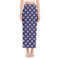 Blue And White USA Star Pattern Print Side Slit Maxi Skirt