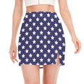 Blue And White USA Star Pattern Print Side Slit Mini Skirt