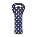 Blue And White USA Star Pattern Print Single Neoprene Wine Tote