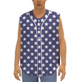Blue And White USA Star Pattern Print Sleeveless Baseball Jersey
