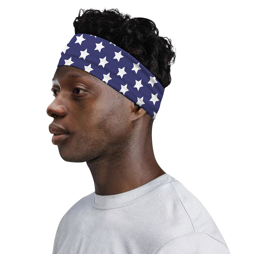 Blue And White USA Star Pattern Print Sports Headband