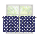 Blue And White USA Star Pattern Print Tier Curtains