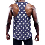 Blue And White USA Star Pattern Print Training Tank Top