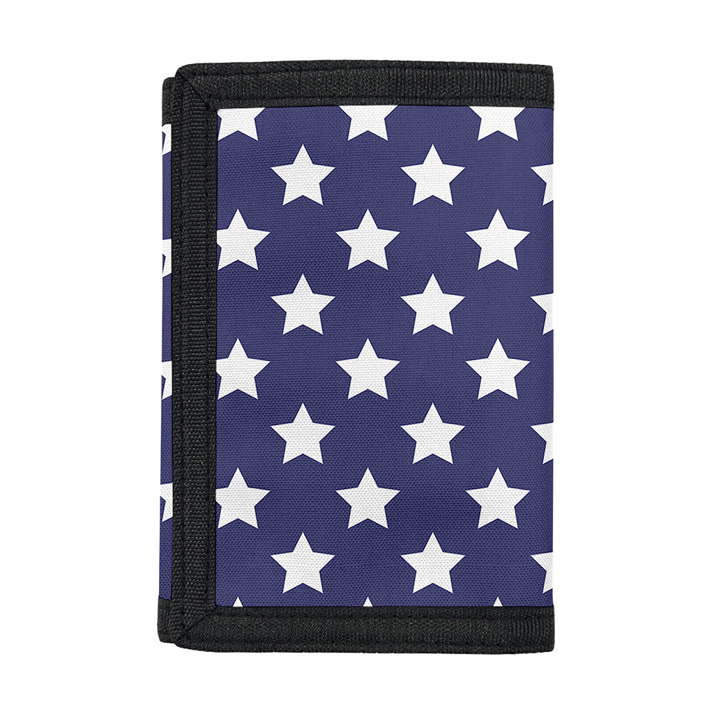 Blue And White USA Star Pattern Print Trifold Wallet