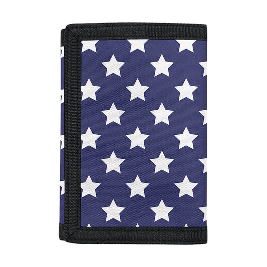 Blue And White USA Star Pattern Print Trifold Wallet