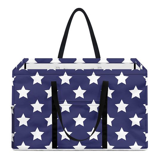 Blue And White USA Star Pattern Print Utility Tote Bag
