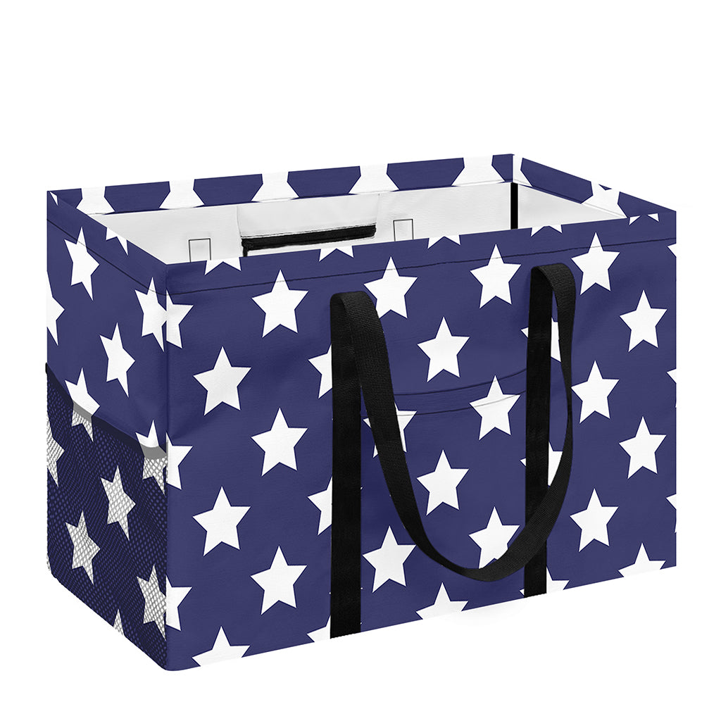 Blue And White USA Star Pattern Print Utility Tote Bag