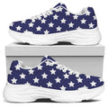 Blue And White USA Star Pattern Print White Chunky Shoes