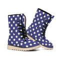 Blue And White USA Star Pattern Print Winter Boots