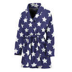 Blue And White USA Star Pattern Print Women's Bathrobe