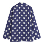 Blue And White USA Star Pattern Print Women's Blazer