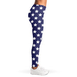 Blue And White USA Star Pattern Print Women's Leggings