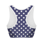 Blue And White USA Star Pattern Print Women's Sports Bra