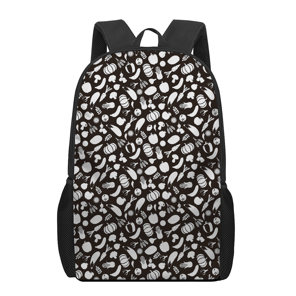 Blue And White Vegan Pattern Print 17 Inch Backpack