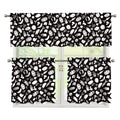 Blue And White Vegan Pattern Print 3 Piece Kitchen Curtains