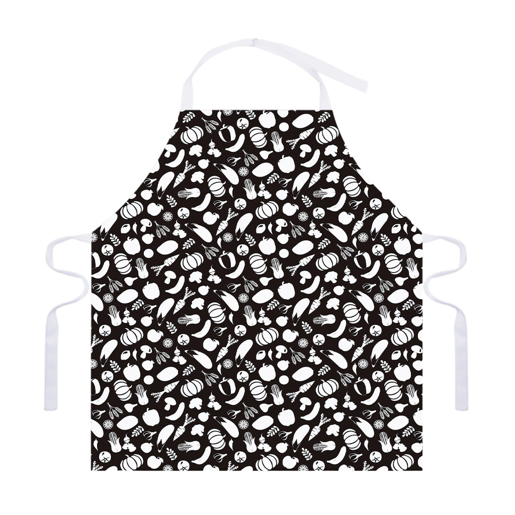 Blue And White Vegan Pattern Print Adjustable Apron