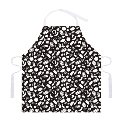 Blue And White Vegan Pattern Print Adjustable Apron
