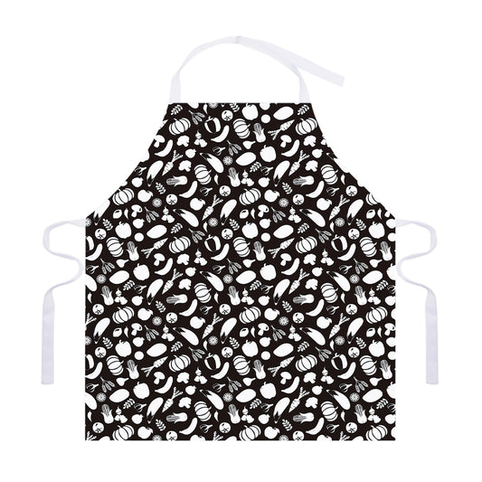 Blue And White Vegan Pattern Print Adjustable Apron